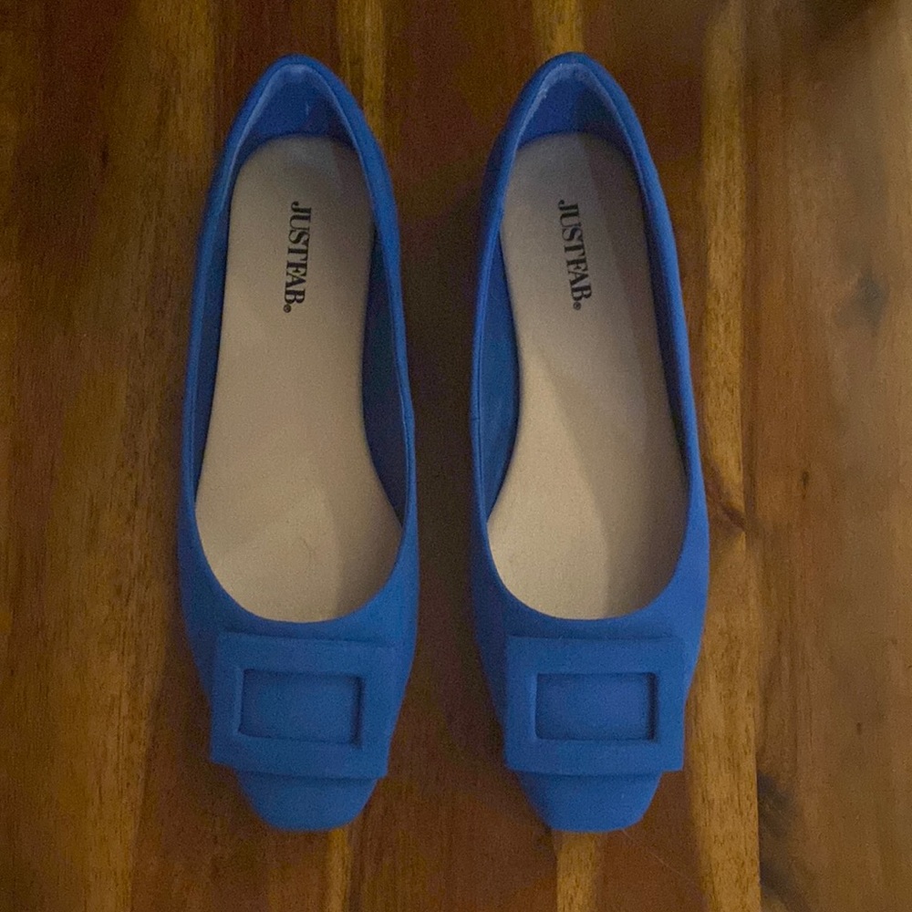 JuatFab Blue Buckle Flats